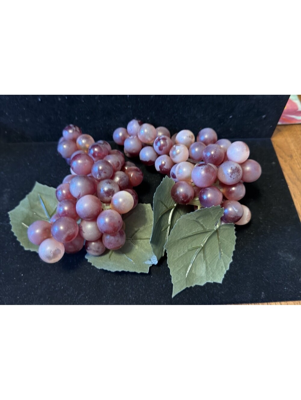 Faux Red Grape Clusters Plastic Artificial Fruit Kitchen Decor Lot of 2